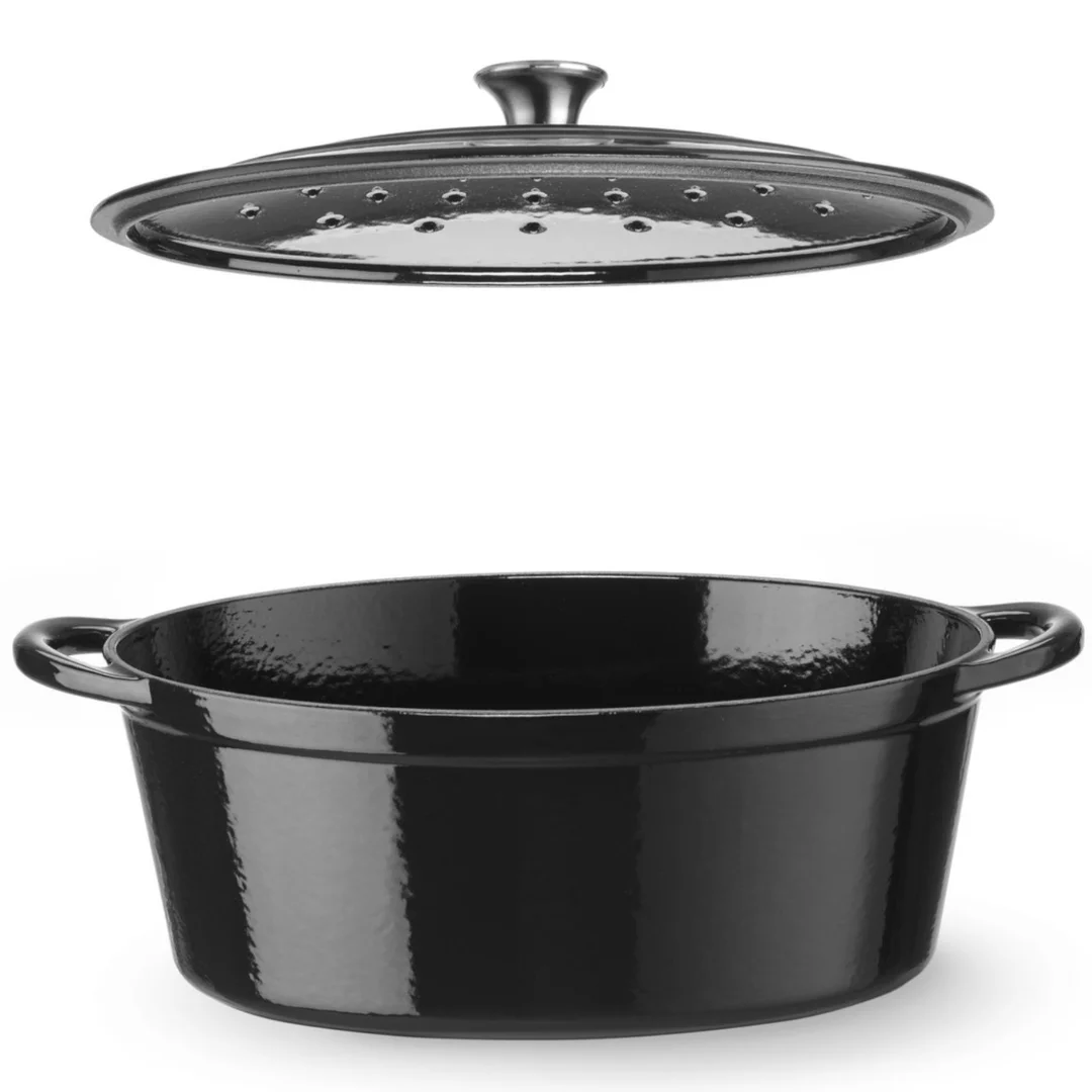 Garnek żeliwny emaliowany owalny 6.88 l 405x255x134 mm — zdjęcie 3