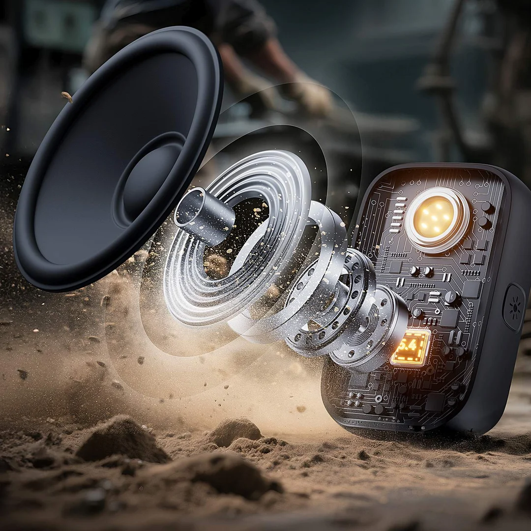 Głośnik przenośny z latarką magnesem klipsem Bluetooth IP67 - żółty