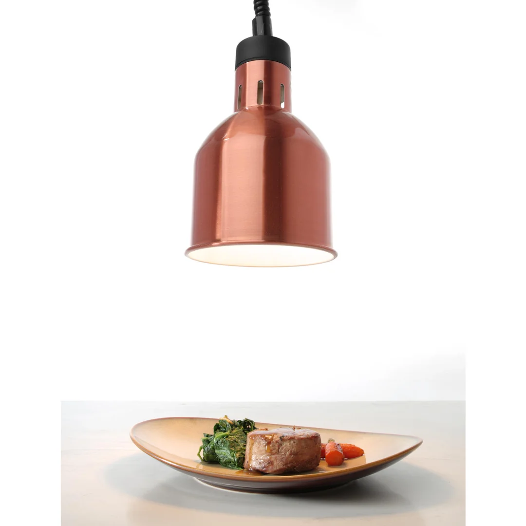 Lampa do podgrzewania potraw - wisząca cylindryczna stożkowa miedziana 250W — zdjęcie 3