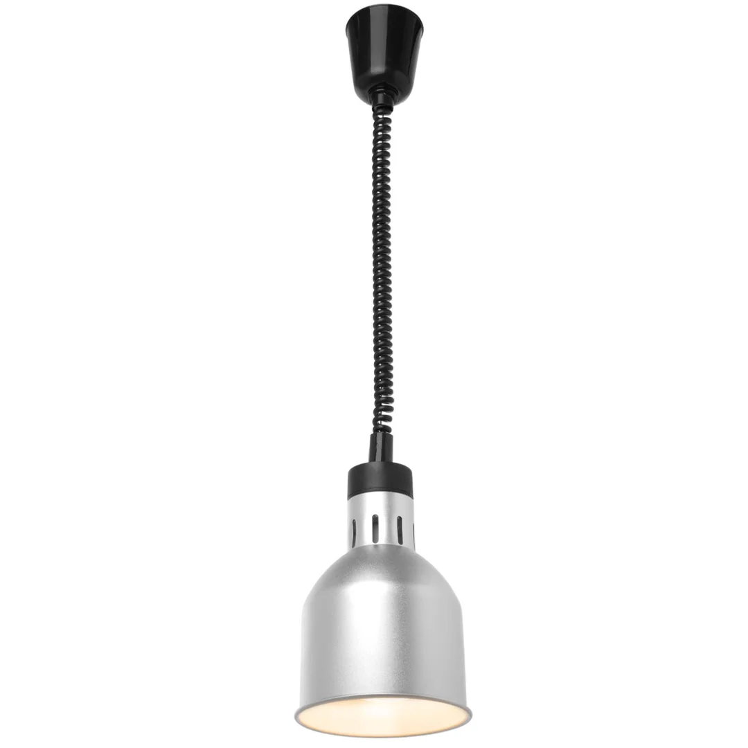 Lampa do podgrzewania potraw - wisząca cylindryczna stożkowa srebrna 250W — zdjęcie 2