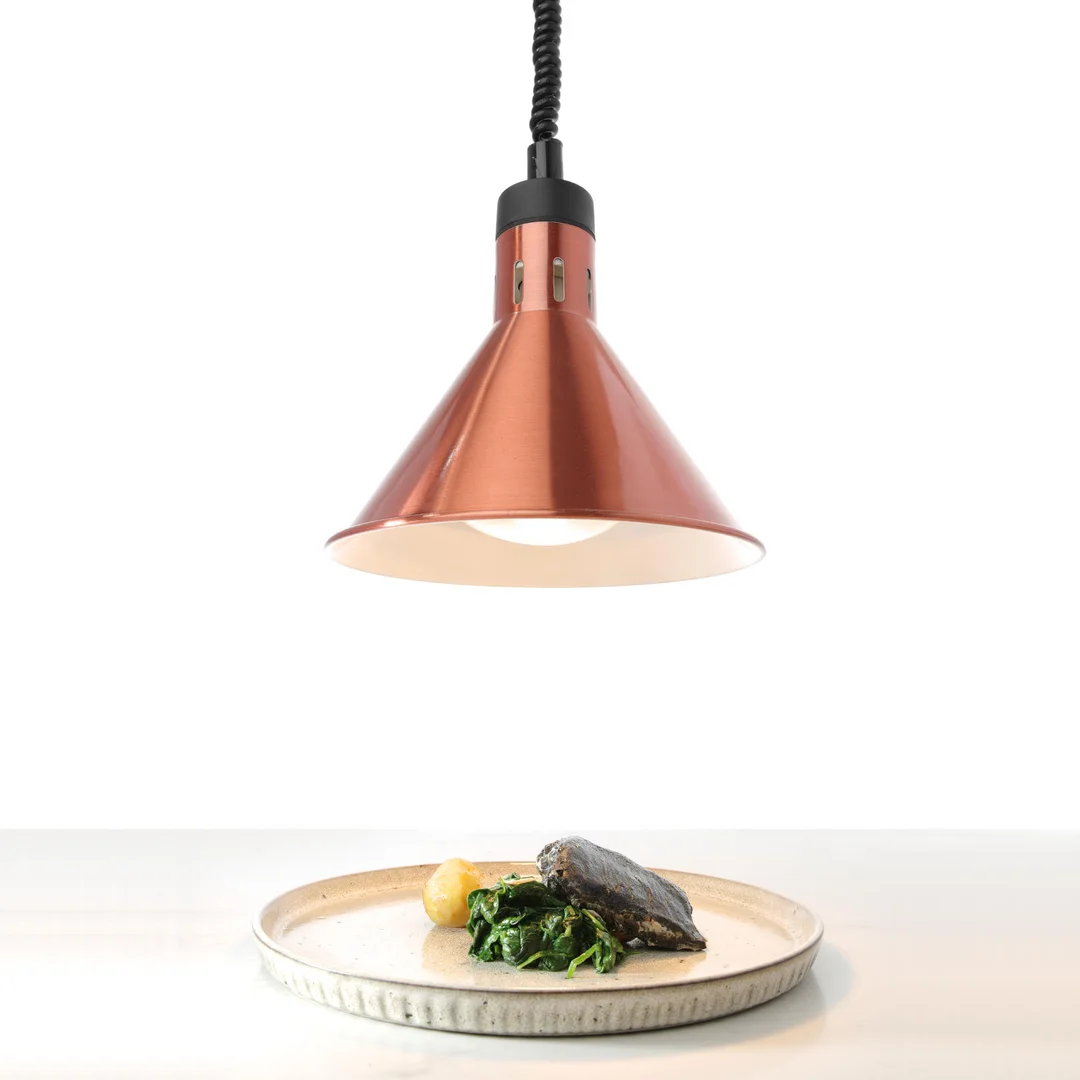 Lampa do podgrzewania potraw - wisząca stożkowa miedziana 250W — zdjęcie 3