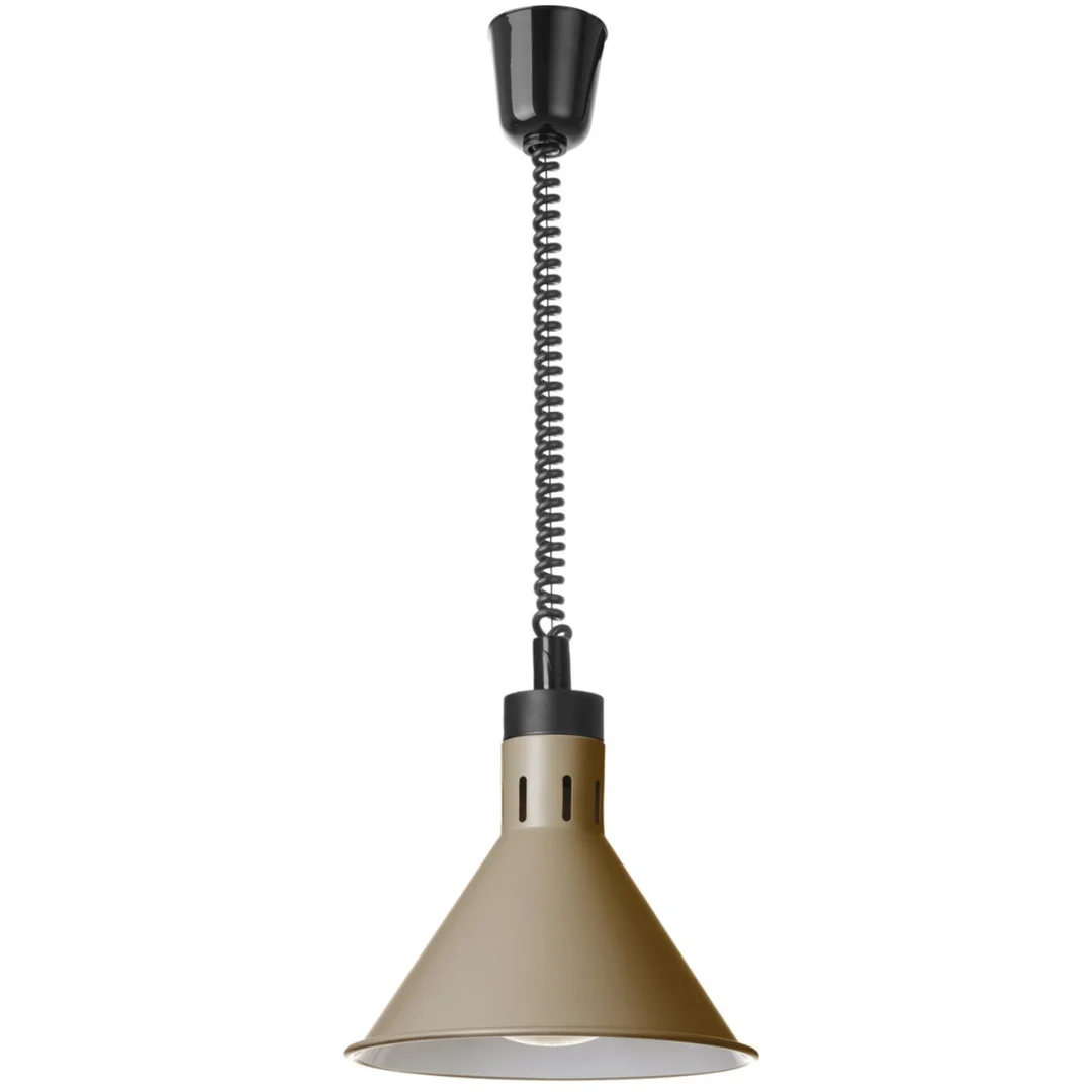 Lampa do podgrzewania potraw wisząca stożkowa śr. 275 mm 250 W - beżowa — zdjęcie 2