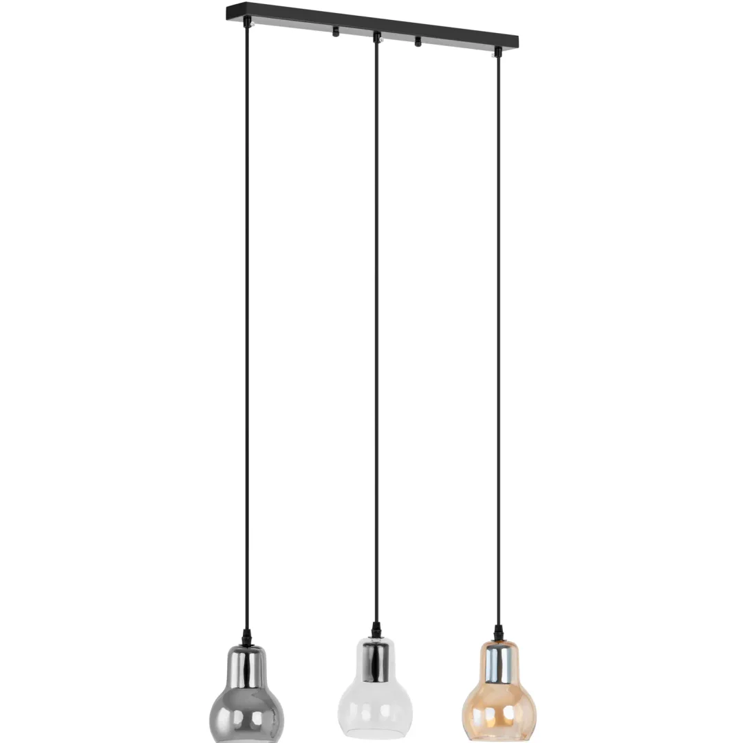 Lampa sufitowa nowoczesna 3 punktowa E27 - szklane dzwonki — zdjęcie 2