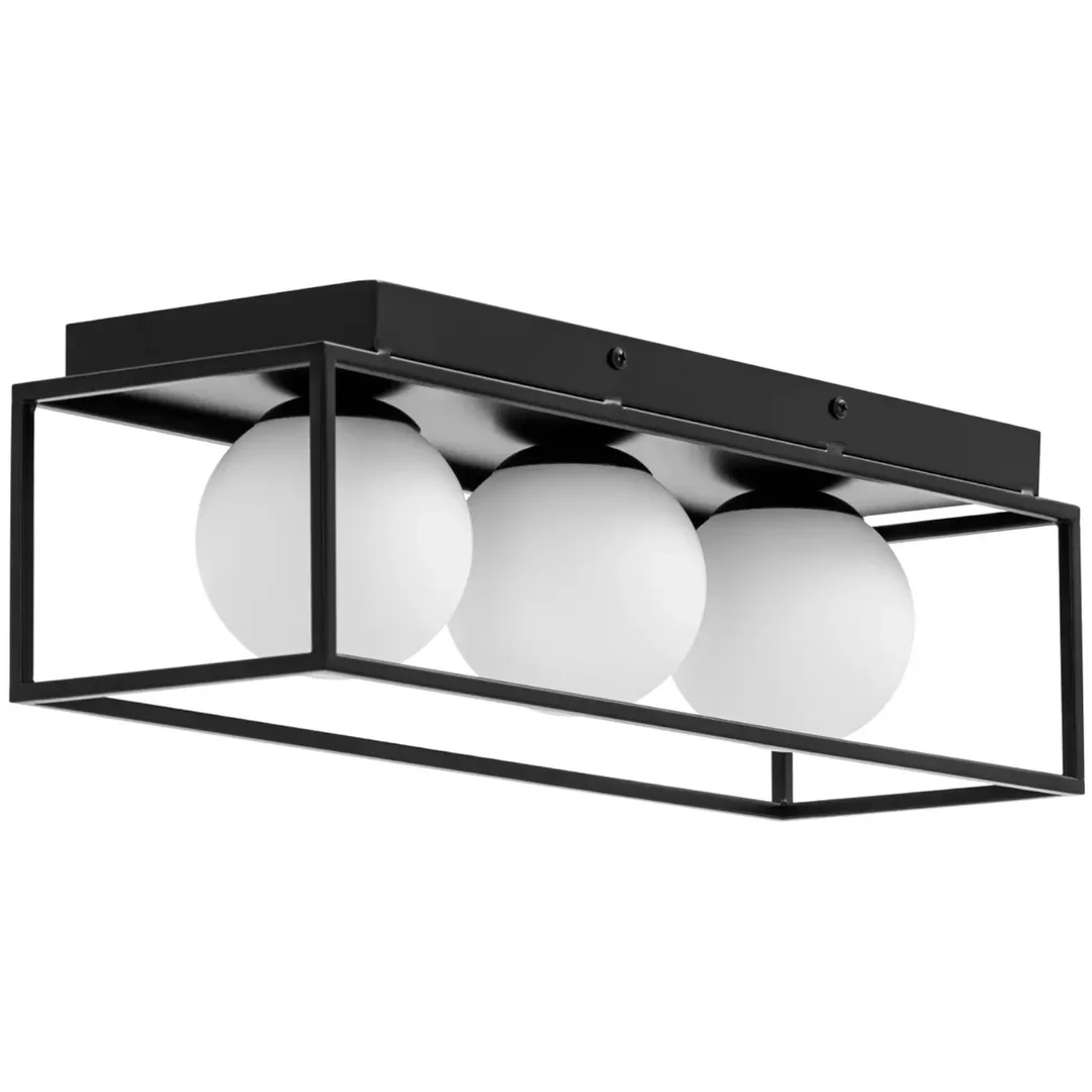 Lampa sufitowa nowoczesna 3 punktowa E9 - szklane kule w ramie — zdjęcie 2