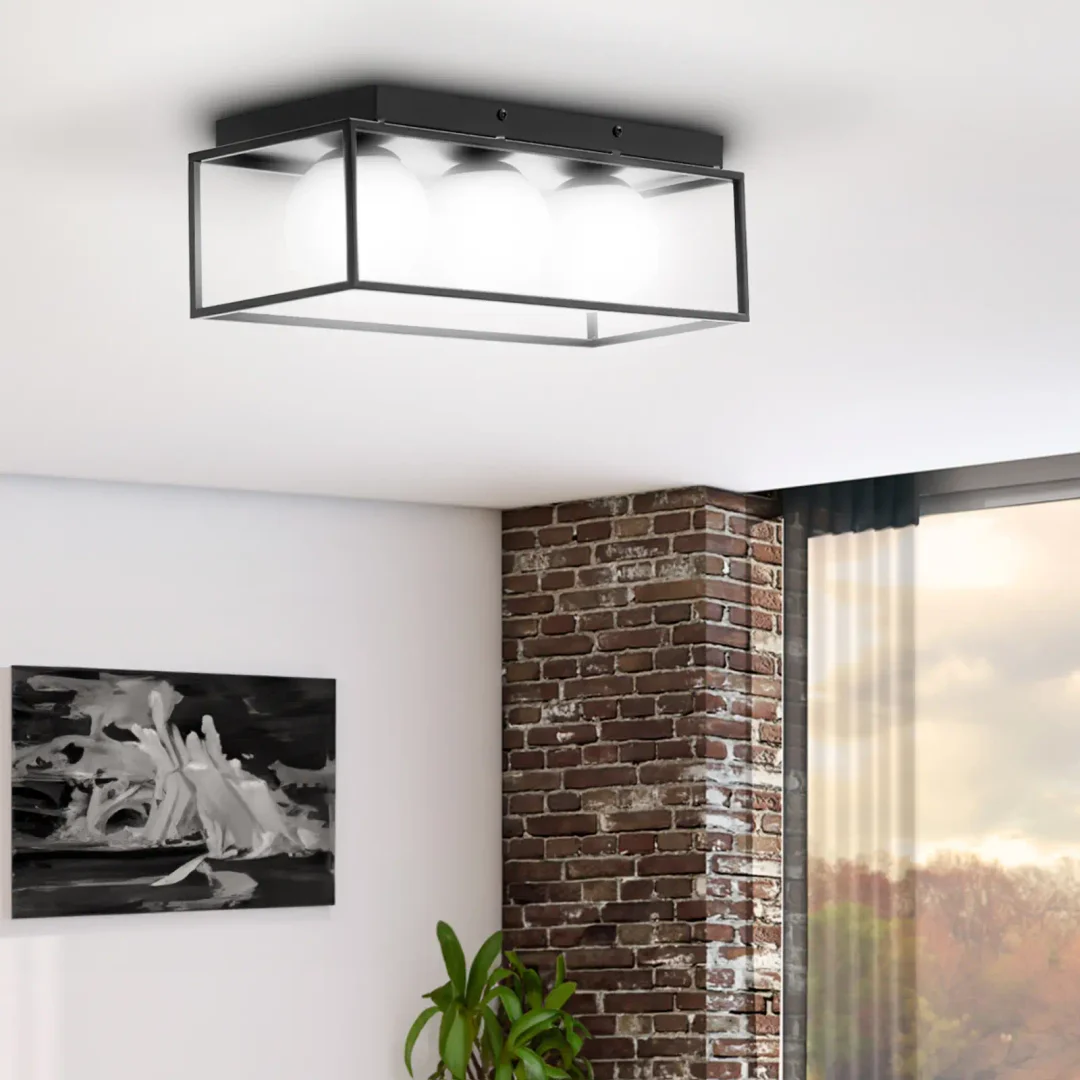 Lampa sufitowa nowoczesna 3 punktowa E9 - szklane kule w ramie — zdjęcie 4