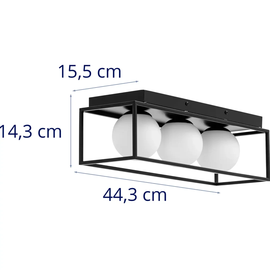 Lampa sufitowa nowoczesna 3 punktowa E9 - szklane kule w ramie — zdjęcie 6