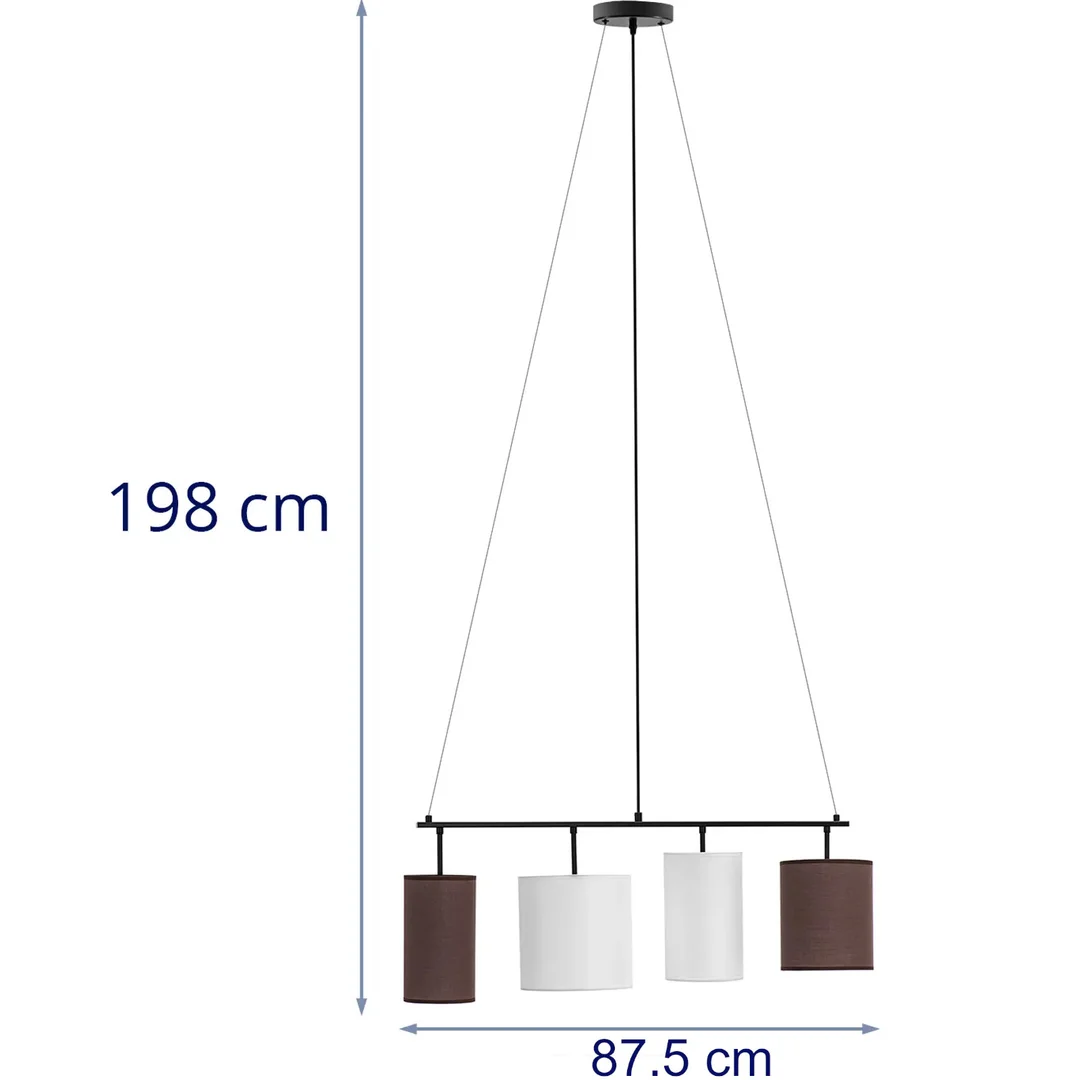 Lampa sufitowa nowoczesna 4 punktowa E14 - biało brązowa — zdjęcie 6