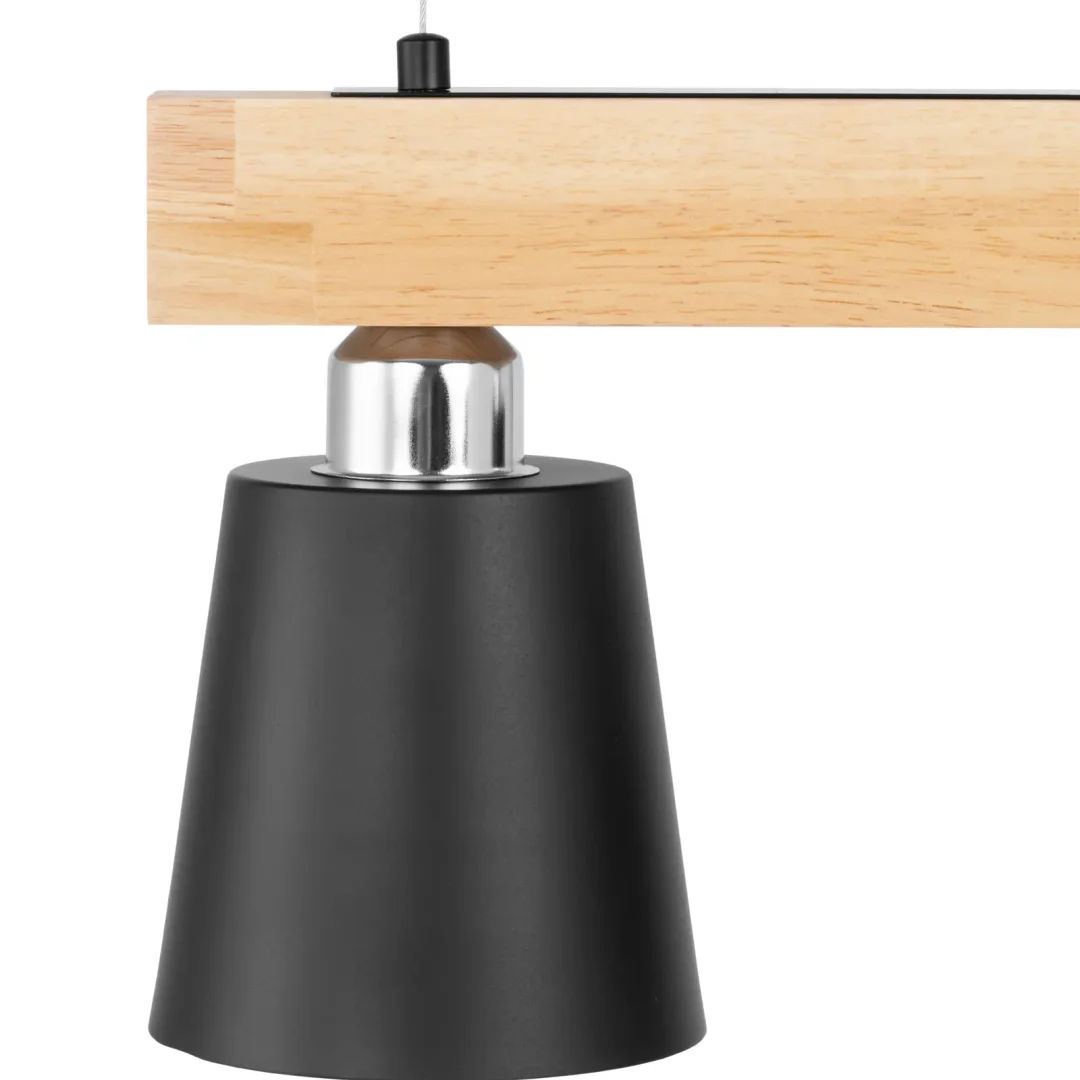Lampa sufitowa wisząca 3 punktowa E27 - drewniana belka — zdjęcie 2
