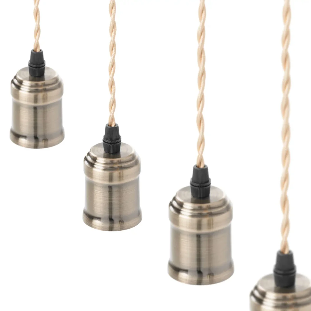 Lampa sufitowa wisząca LOFT 6 punktowa E27 - drewniana belka — zdjęcie 3