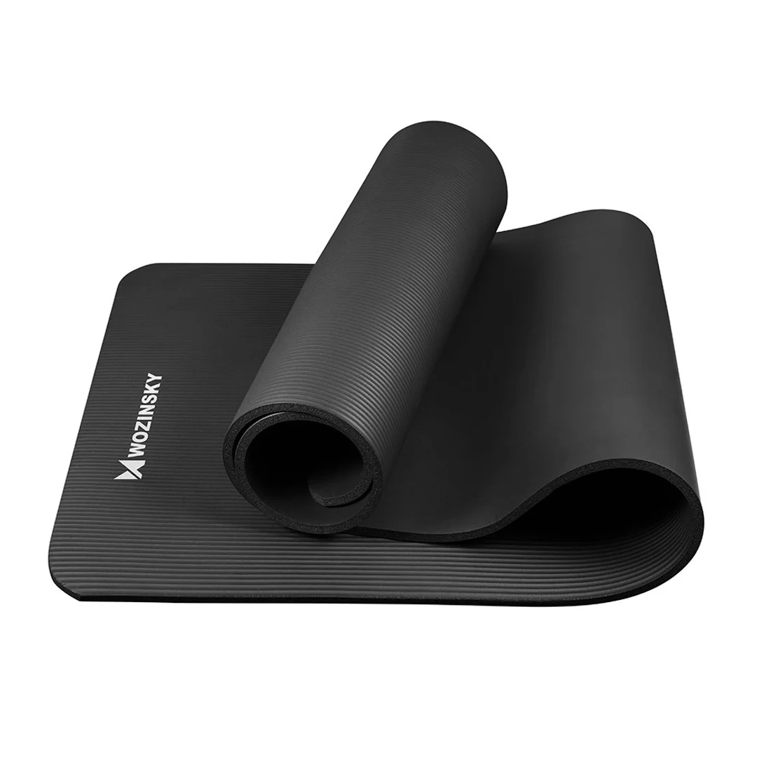 Mata do ćwiczeń 181 x 63 x 0.9 cm gruba mata gimnastyczna do jogi czarna