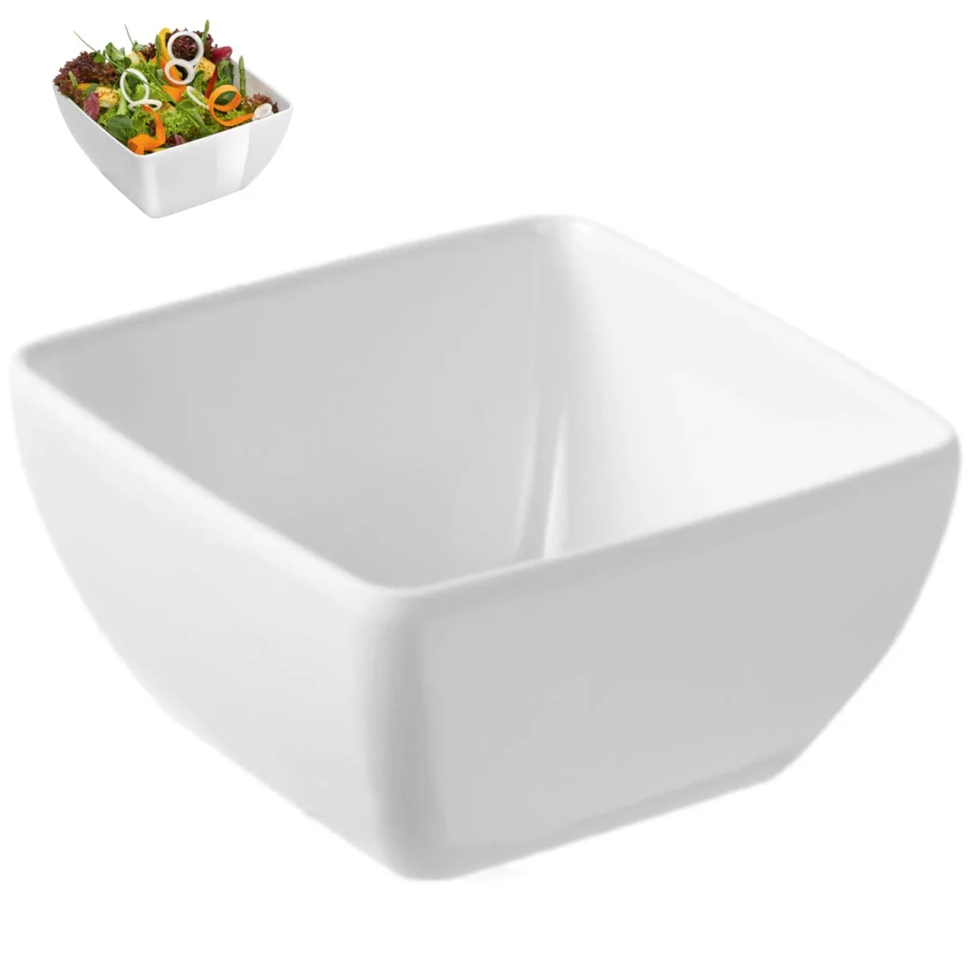 Miska kwadratowa z melaminy do żywności biała 13x13cm — zdjęcie 2