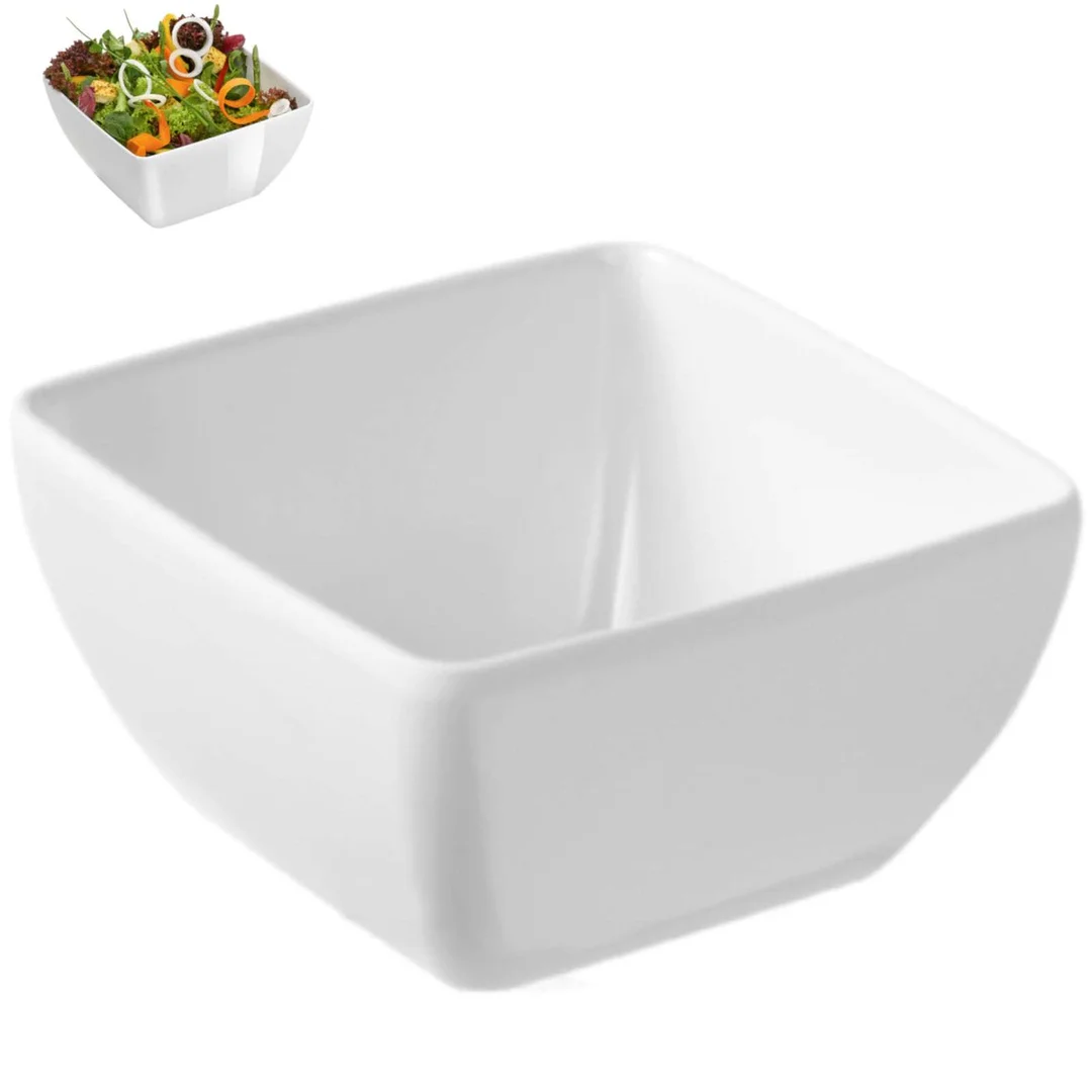 Miska kwadratowa z melaminy do żywności biała 19x19cm — zdjęcie 2