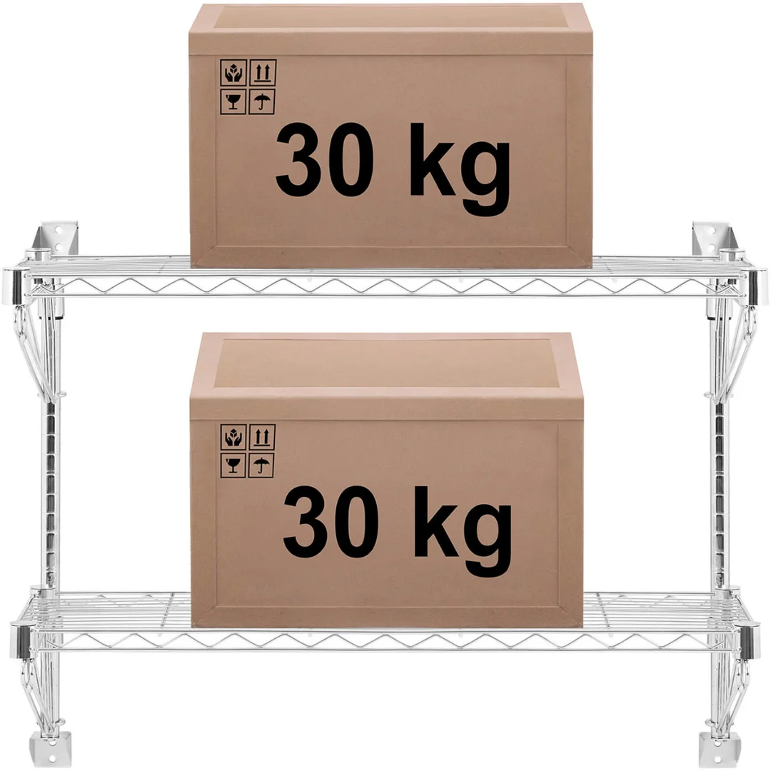 Półka druciana ścienna podwójna do 60 kg 90 x 35 x 60 cm — zdjęcie 7