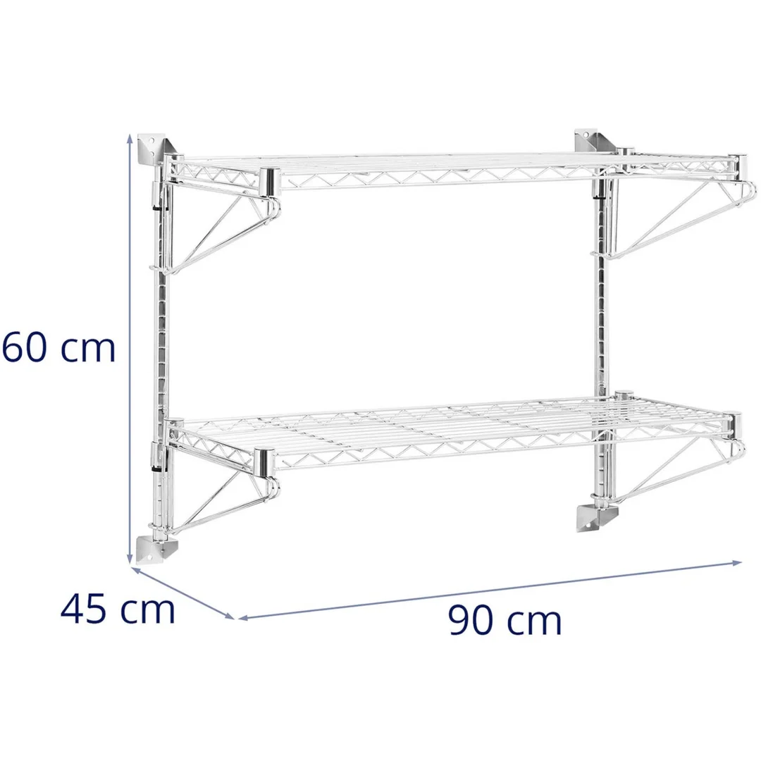 Półka druciana ścienna podwójna do 60 kg 90 x 35 x 60 cm — zdjęcie 8