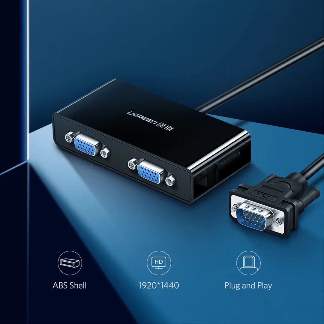Rozdzielacz ekranów monitorów adapter Video VGA - 2x VGA czarny — zdjęcie 2