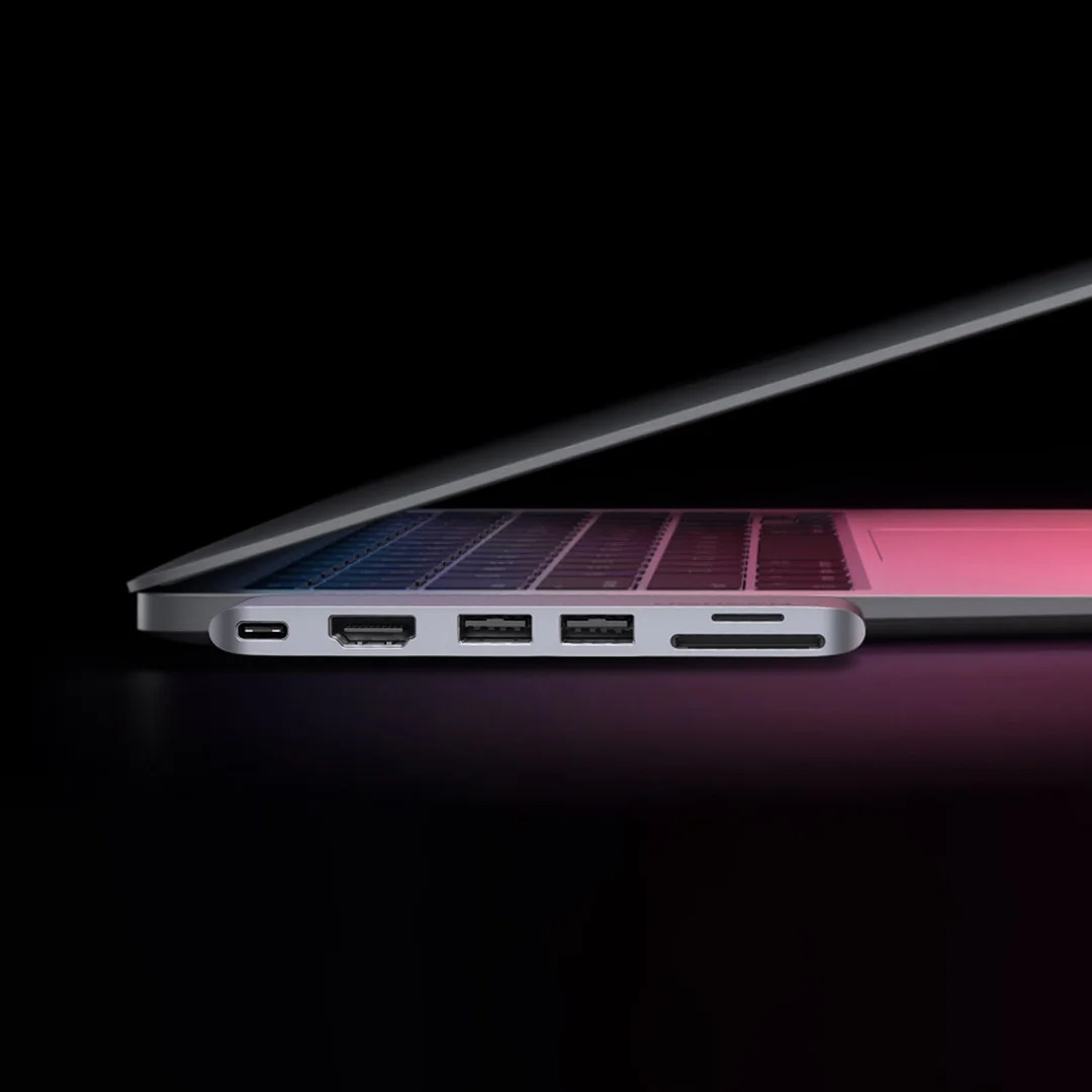 Rozdzielacz portów HUB MacBook Air Pro 2x USB-C HDMI 2x USB 3.0 SD TF PD szary — zdjęcie 5