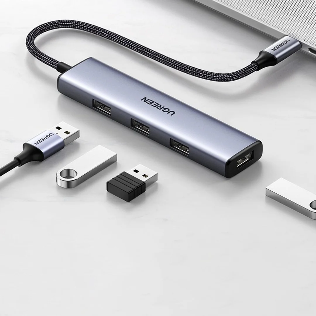 Rozdzielacz rozgałęźnik HUB USB-C na 4x USB 3.2 srebrny — zdjęcie 2