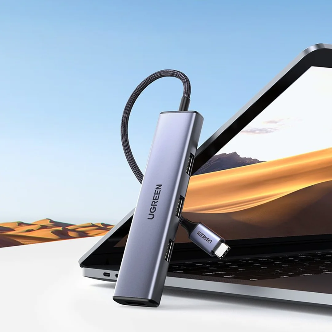 Rozdzielacz rozgałęźnik HUB USB-C na 4x USB 3.2 srebrny — zdjęcie 3