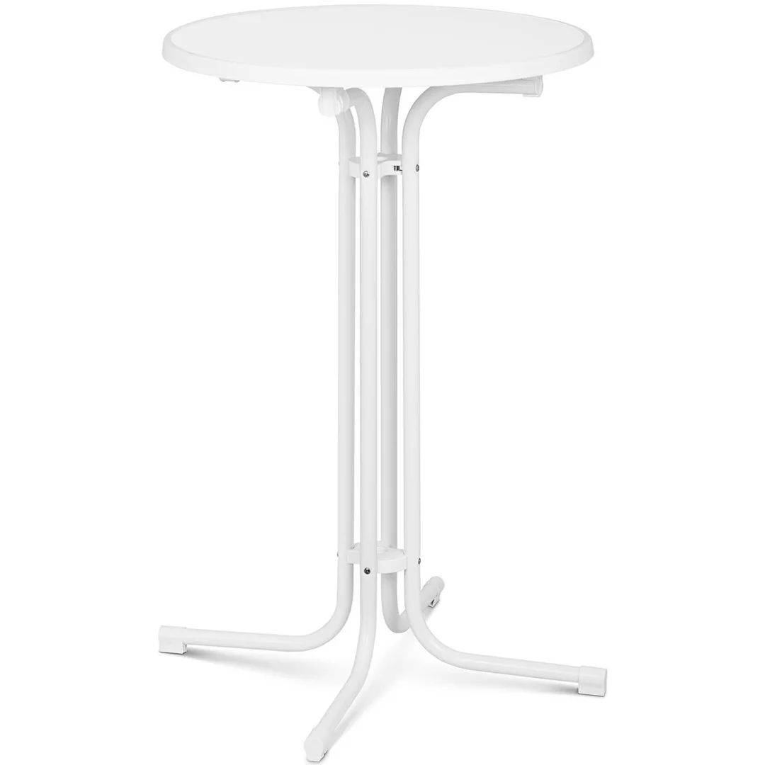 Stół stolik barowy okrągły wysoki składany śr. 70 cm wys. 110 cm biały — zdjęcie 2