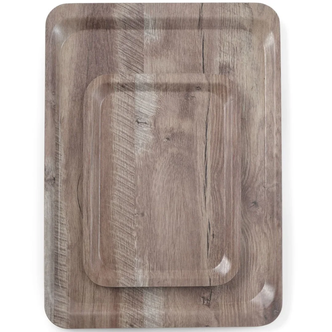Taca do serwowania prostokątna antypoślizgowa 370x530 mm - ciemne drewno — zdjęcie 3