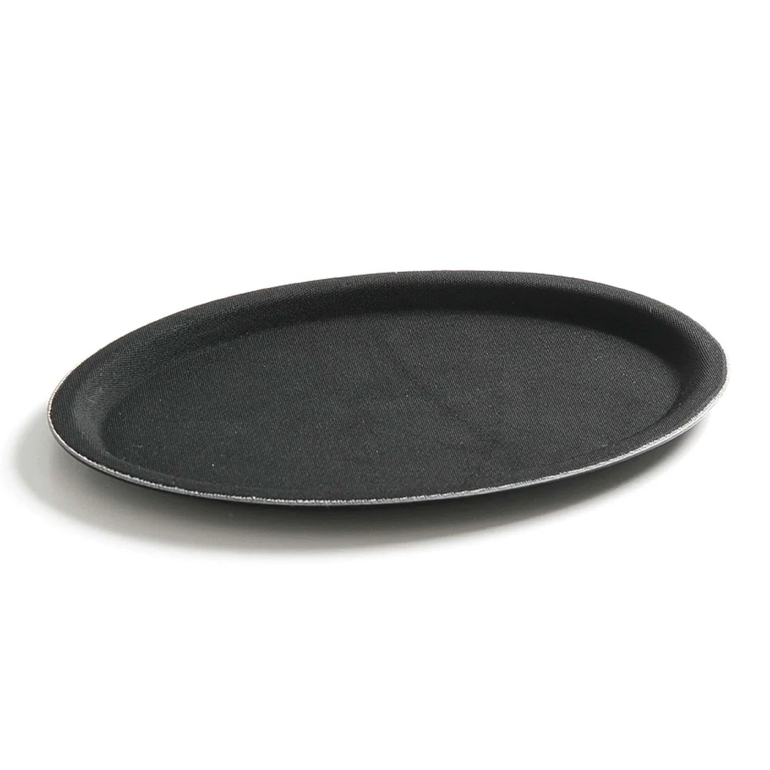 Taca kelnerska antypoślizgowa owalna 20x26.5cm - czarna — zdjęcie 2