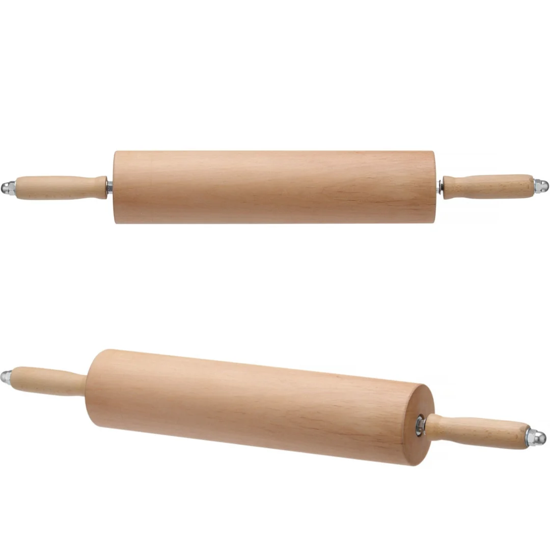 Wałek do ciasta drewniany z łożyskami kulowymi śr. 90 x 667 mm — zdjęcie 2