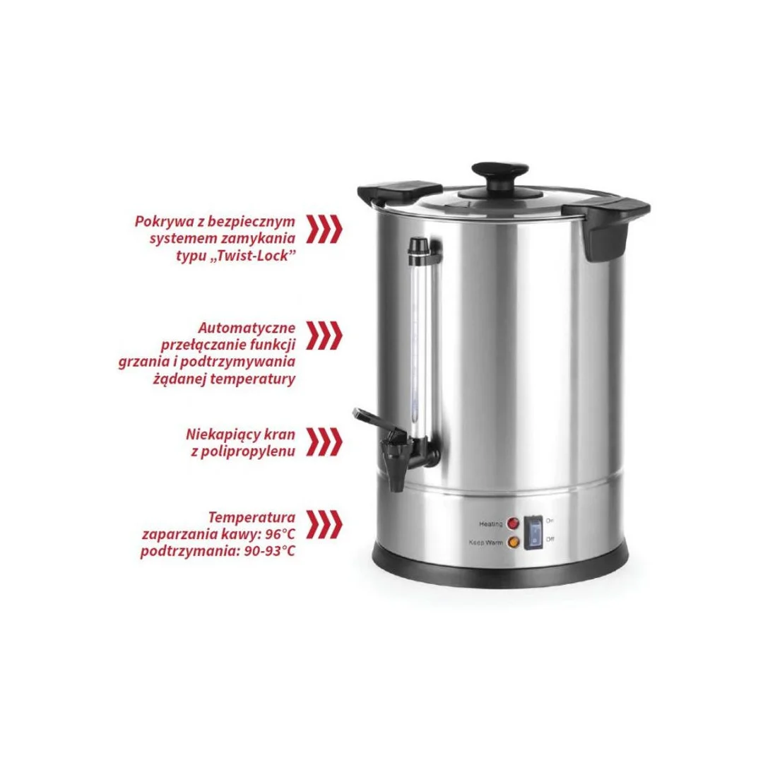 Zaparzacz perkolator do kawy i herbaty stalowy 950W 5L — zdjęcie 3