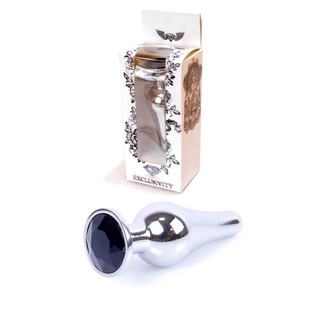 Biżuteria analna srebrna z czarnym diamentem HeavyFun 9,5 cm