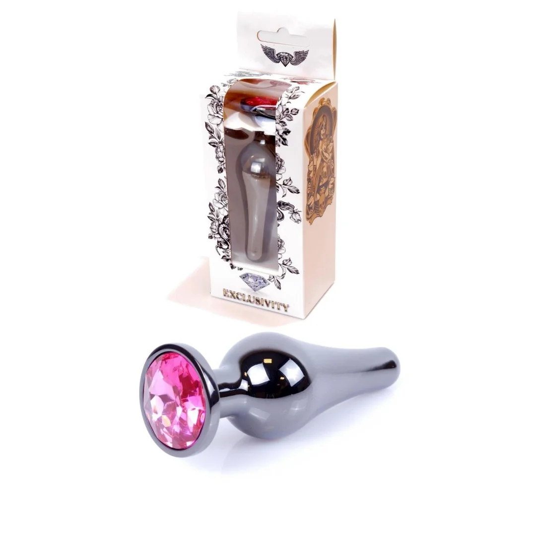 Biżuteria analna stal nierdzewna z różowym diamencikiem HeavyFun 9,5 cm
