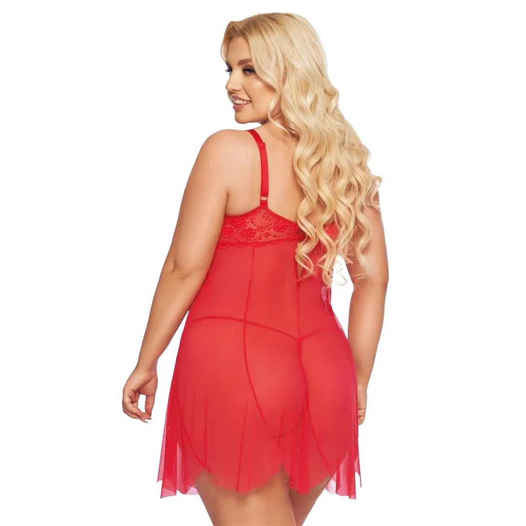 Koszulka babydoll Carla czerwona 3XL SoftLine Collection