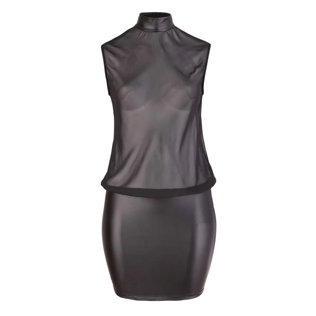 Mini sukienka przezroczysta Cottelli CURVES czarna 4XL