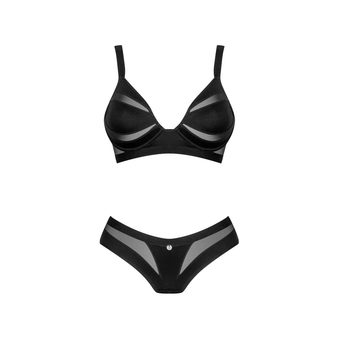 Dwuczęściowy komplet bielizny Chic Amoria Obsessive czarny M/L