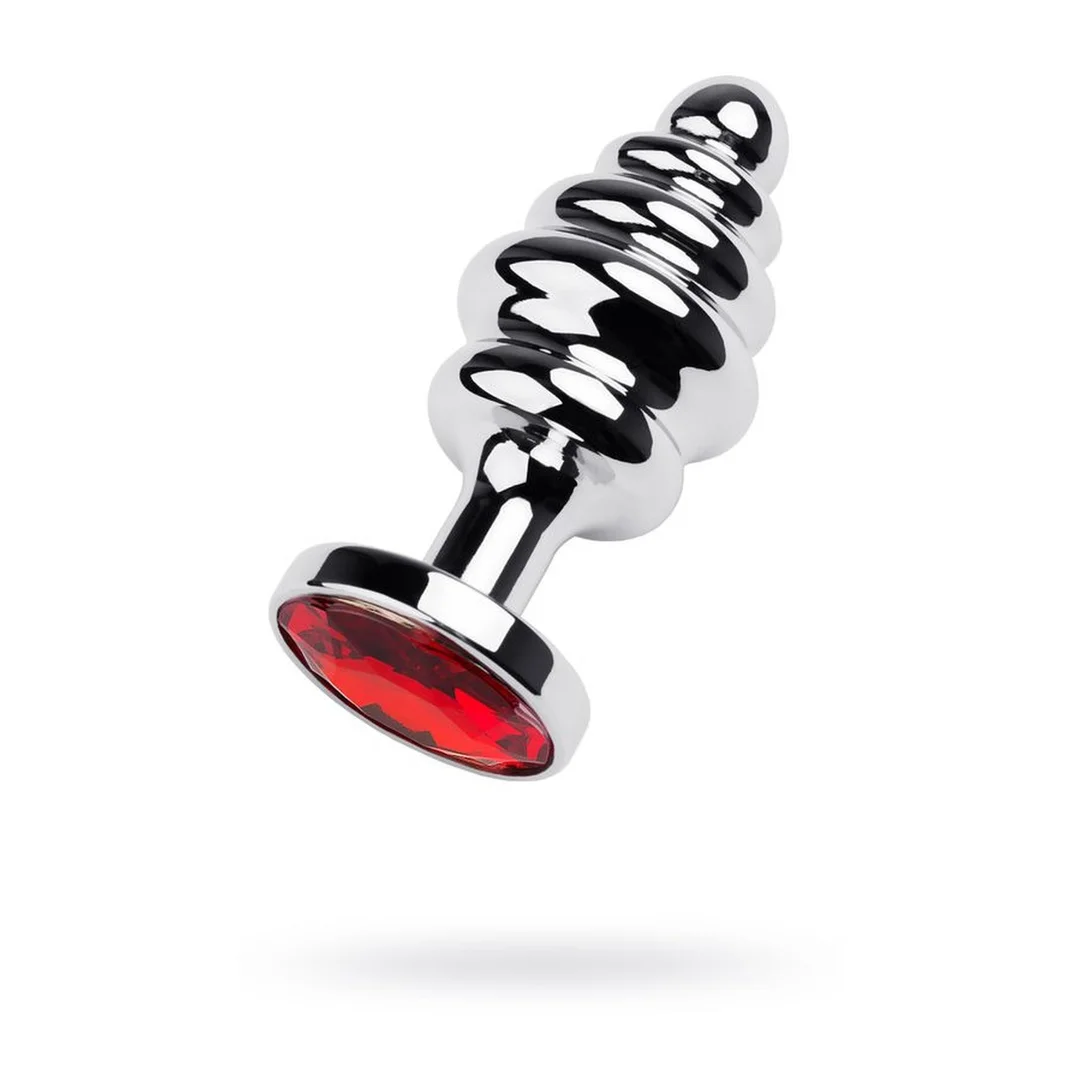 Korek analny Metal by TOYFA srebrny z czerwonym kryształkiem 9,5 cm