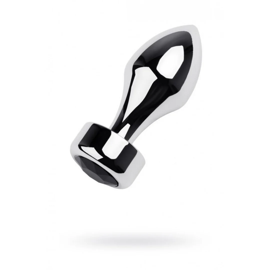 Korek analny metalowy srebrny TOYFA z czarnym kryształkiem 10,8 cm