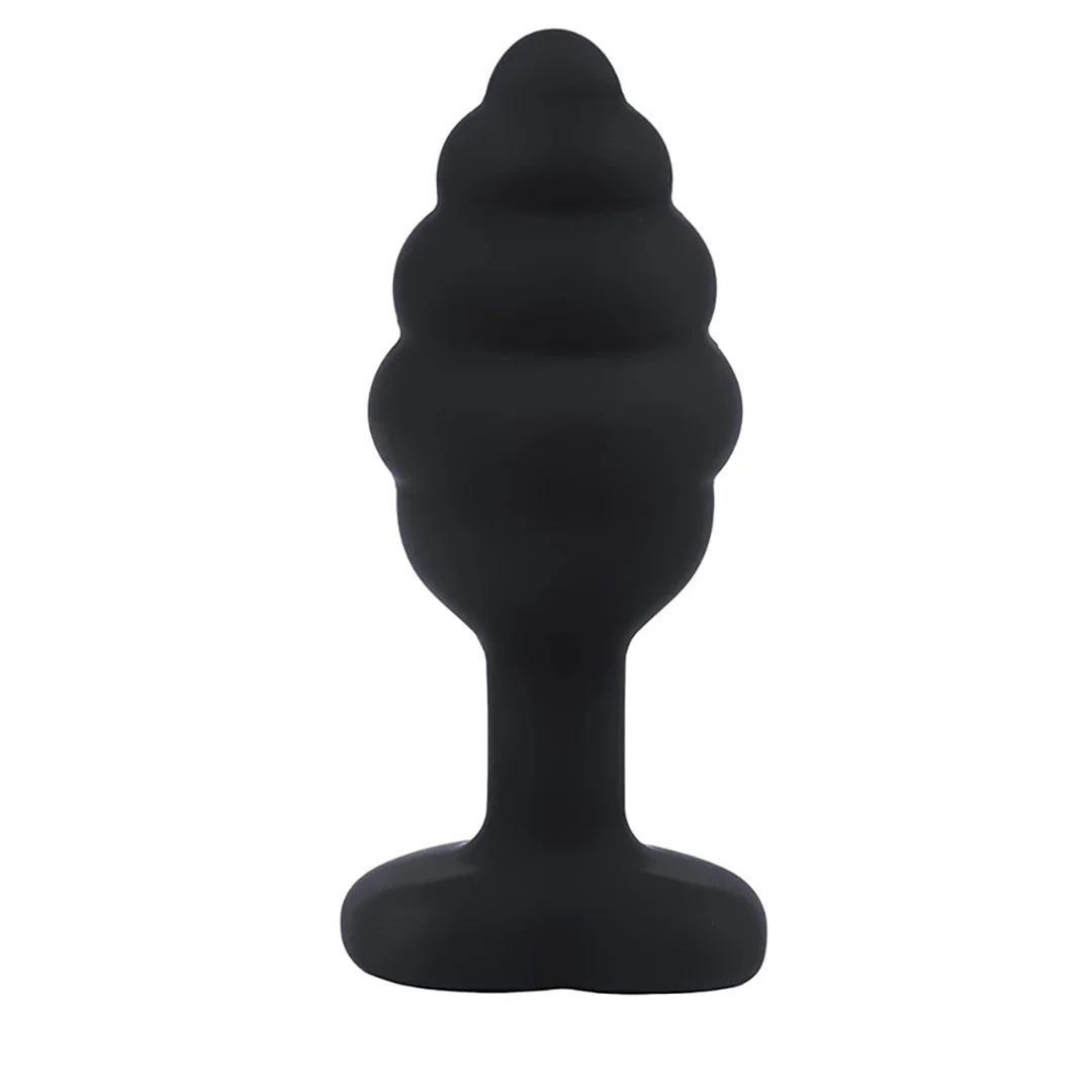 Korek analny silikonowy Fantasy czarny żebrowany 7cm