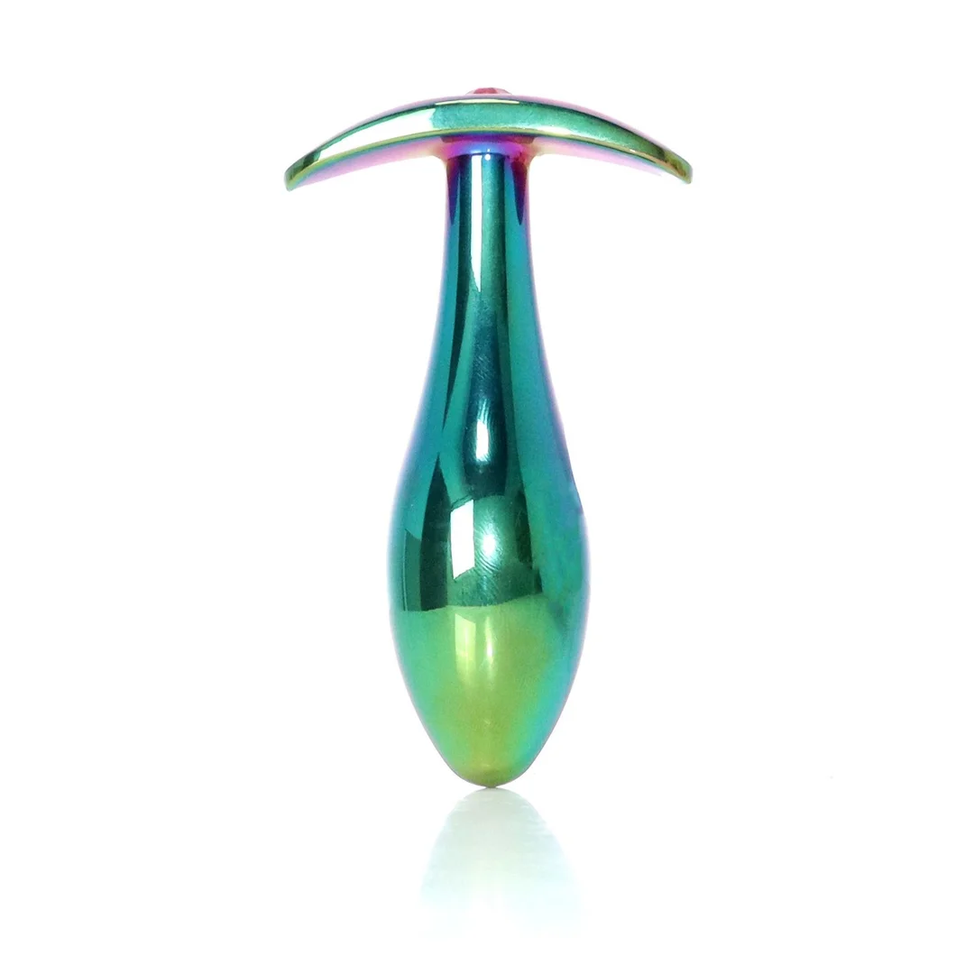 Korek analny stalowy z diamencikiem różowy M HeavyFun 9 cm