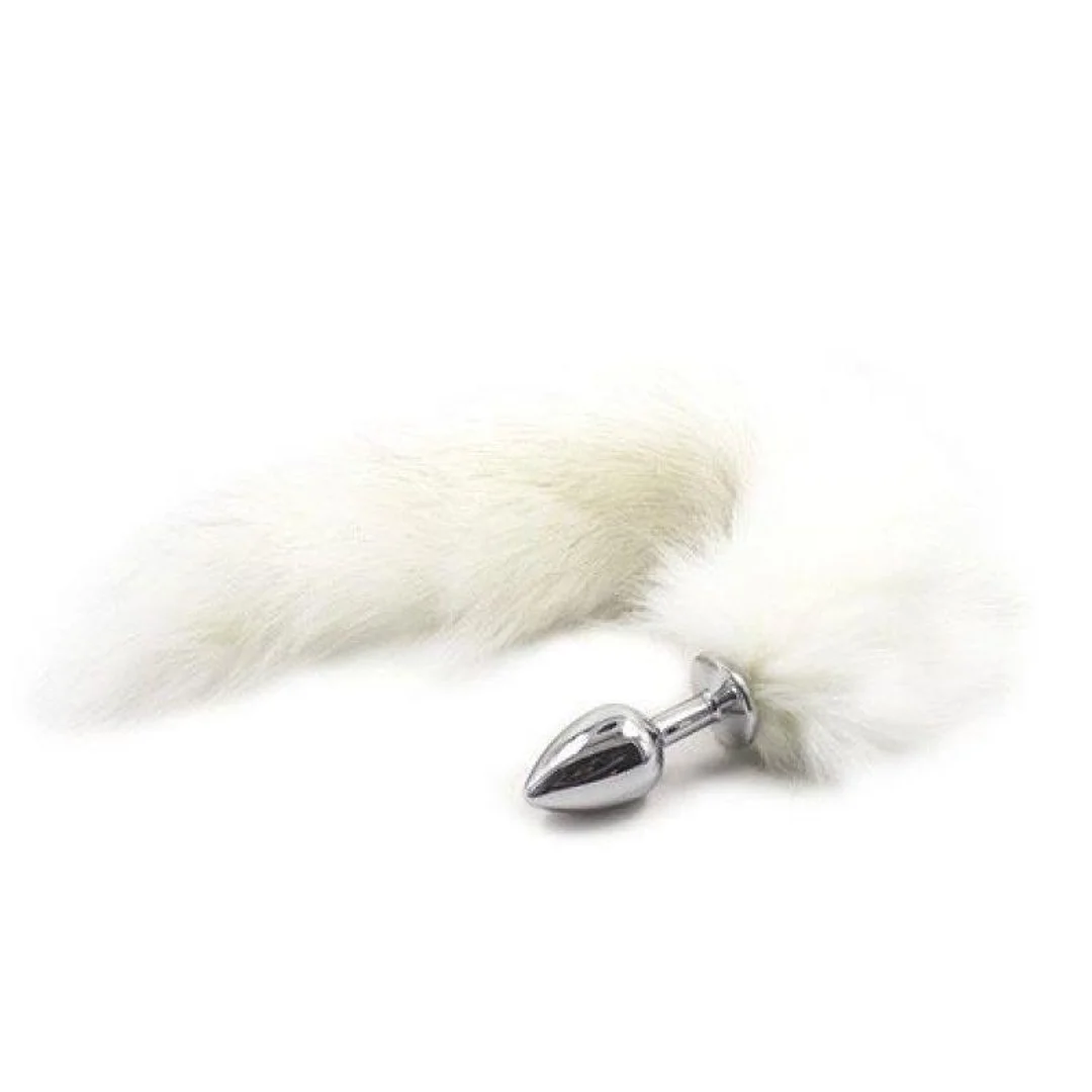 Korek analny z lisim ogonem Toyz4lovers Long Fox Tail biały 7 cm