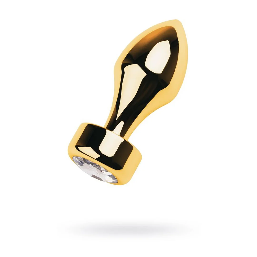 Korek analny złoty TOYFA Metal z białym kryształkiem 9,5 cm