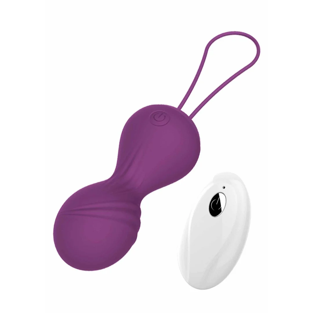 Kulki kegla wibrujące silikonowe z pilotem B Series Magic fioletowe USB