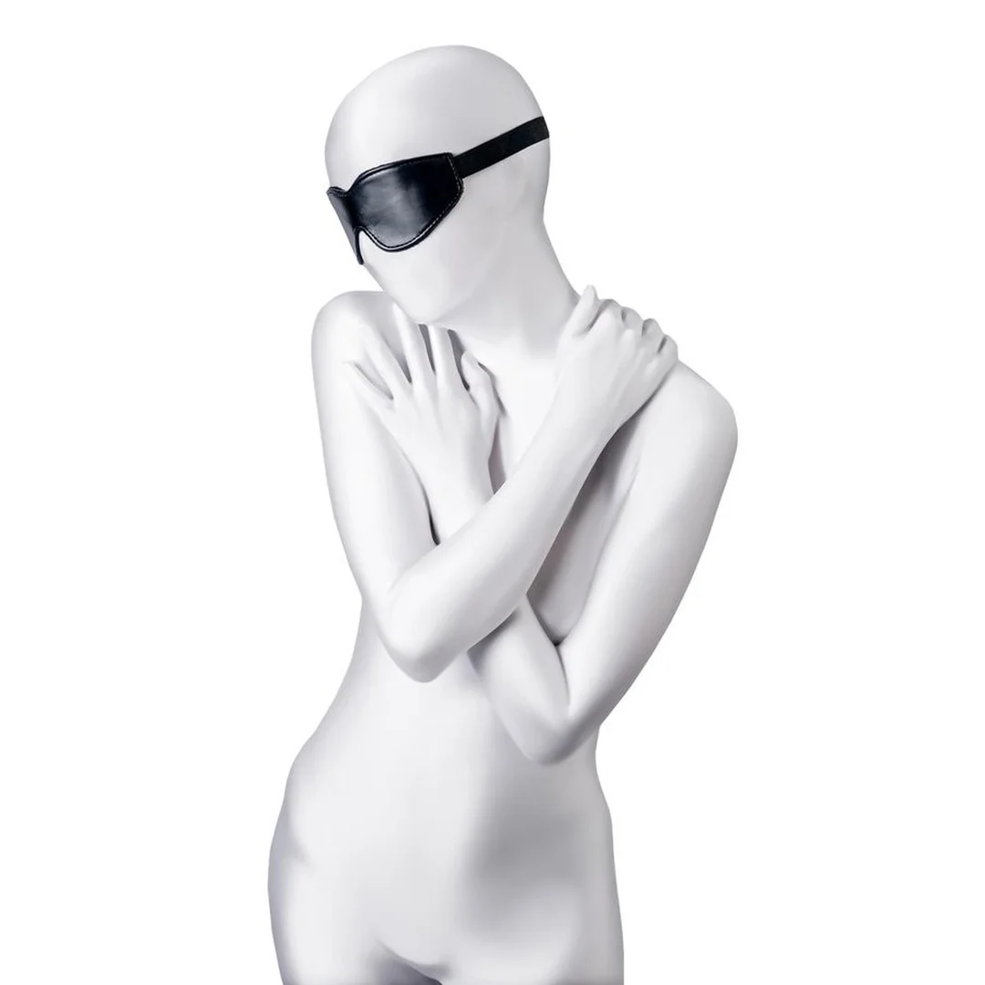 Maska BDSM Anonymo ze skóry PU czarna 26.5 cm
