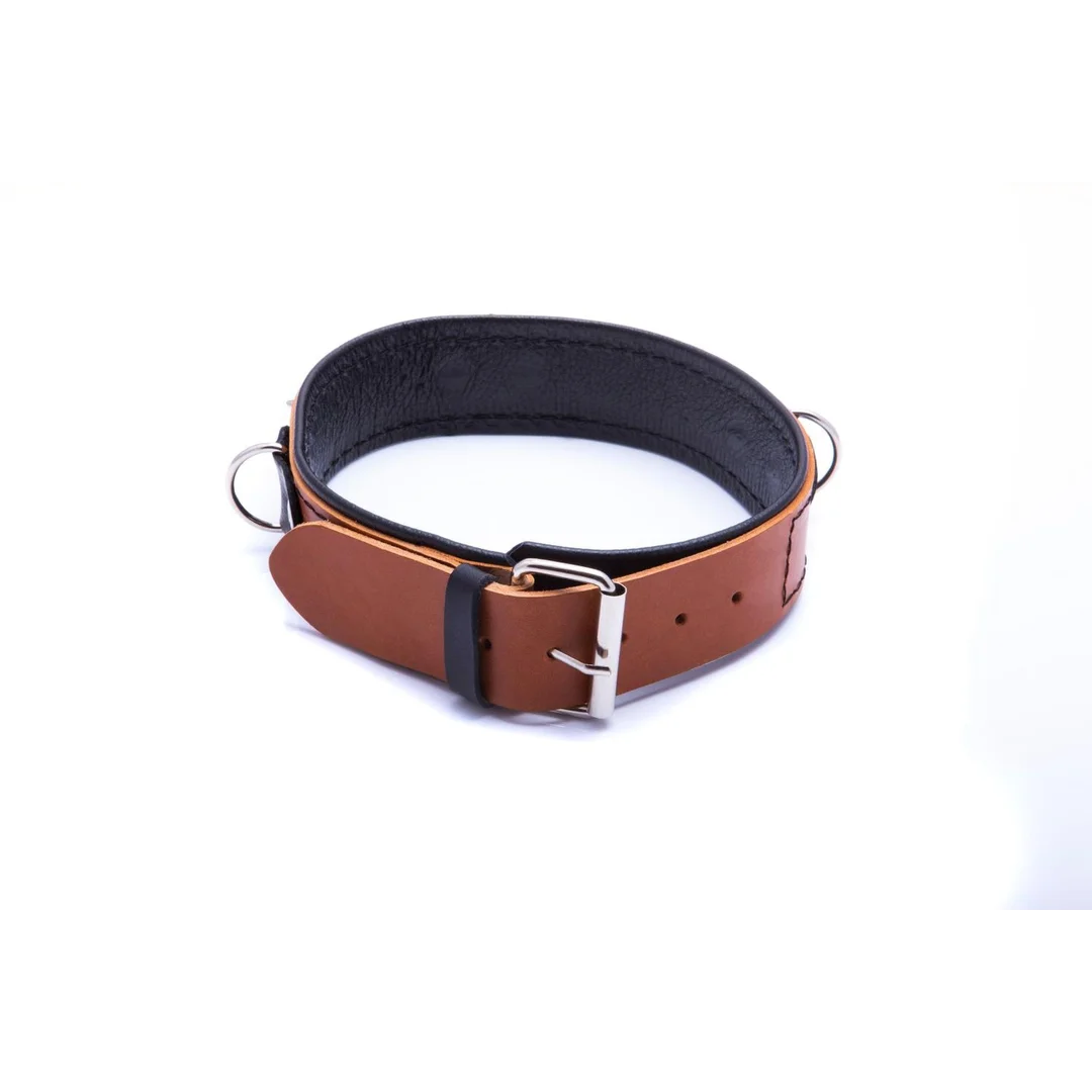 Obroża ze smyczą Whips Collection koniakowa skóra