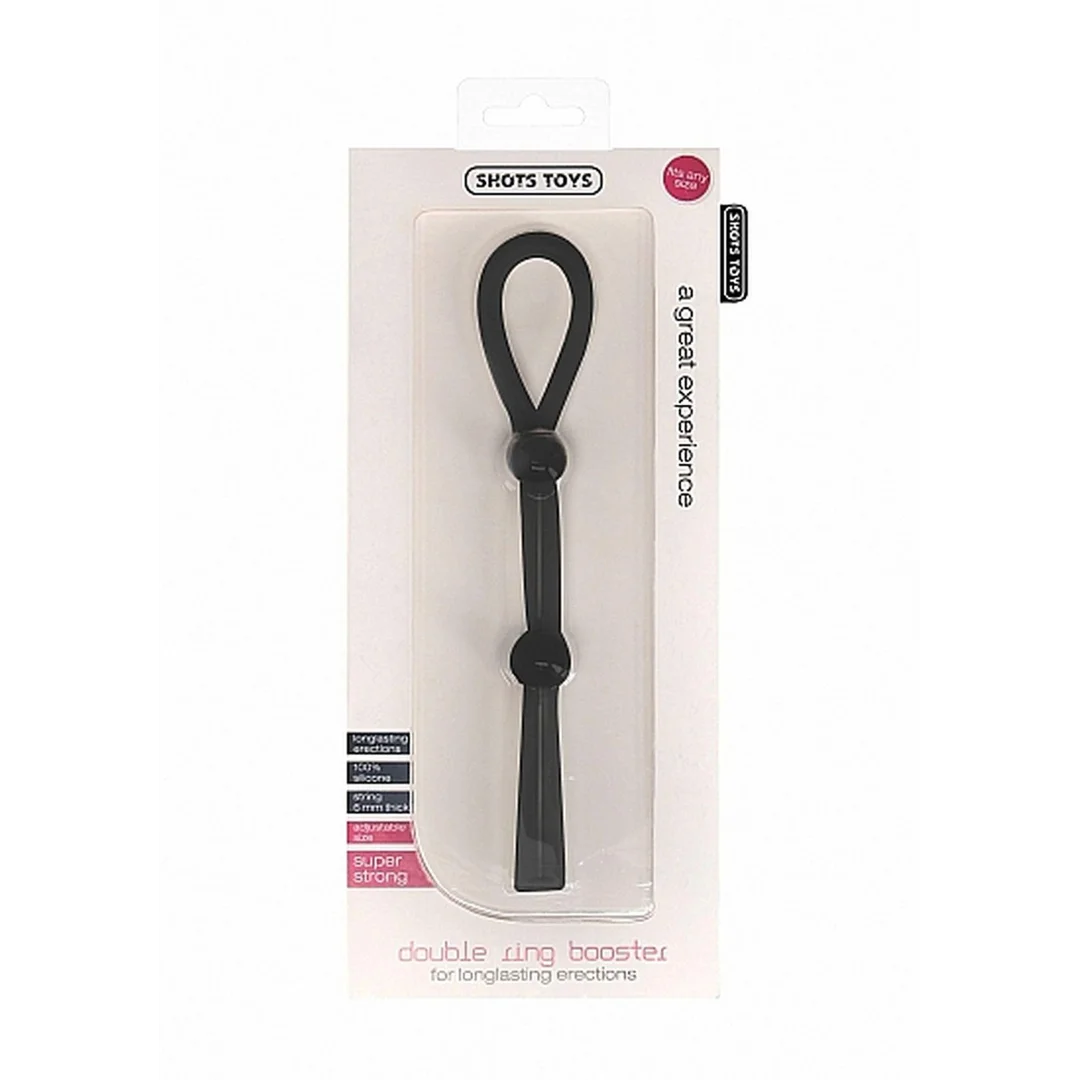 Pierścień erekcyjny ShotsToys Double Ring Booster silikonowy czarny