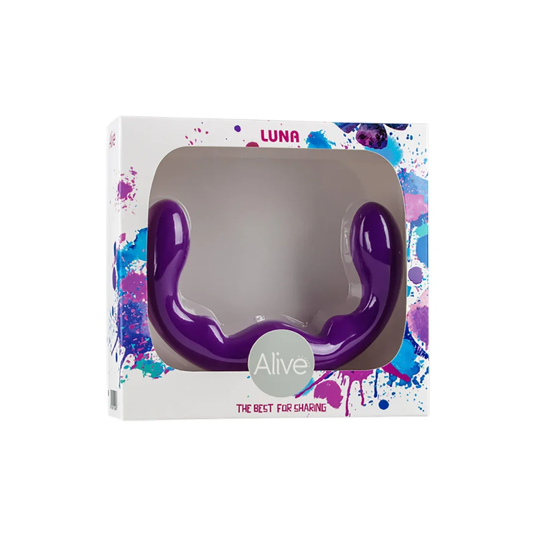 Podwójne dildo prążkowane Alive Luna silikonowe 25,5 cm