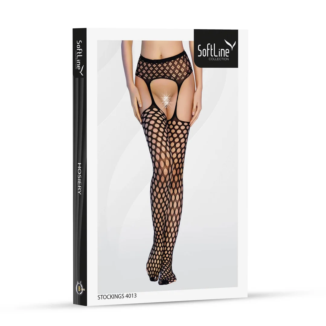 Pończochy kabaretki z dużymi oczkami SoftLine 4013 czarne one size