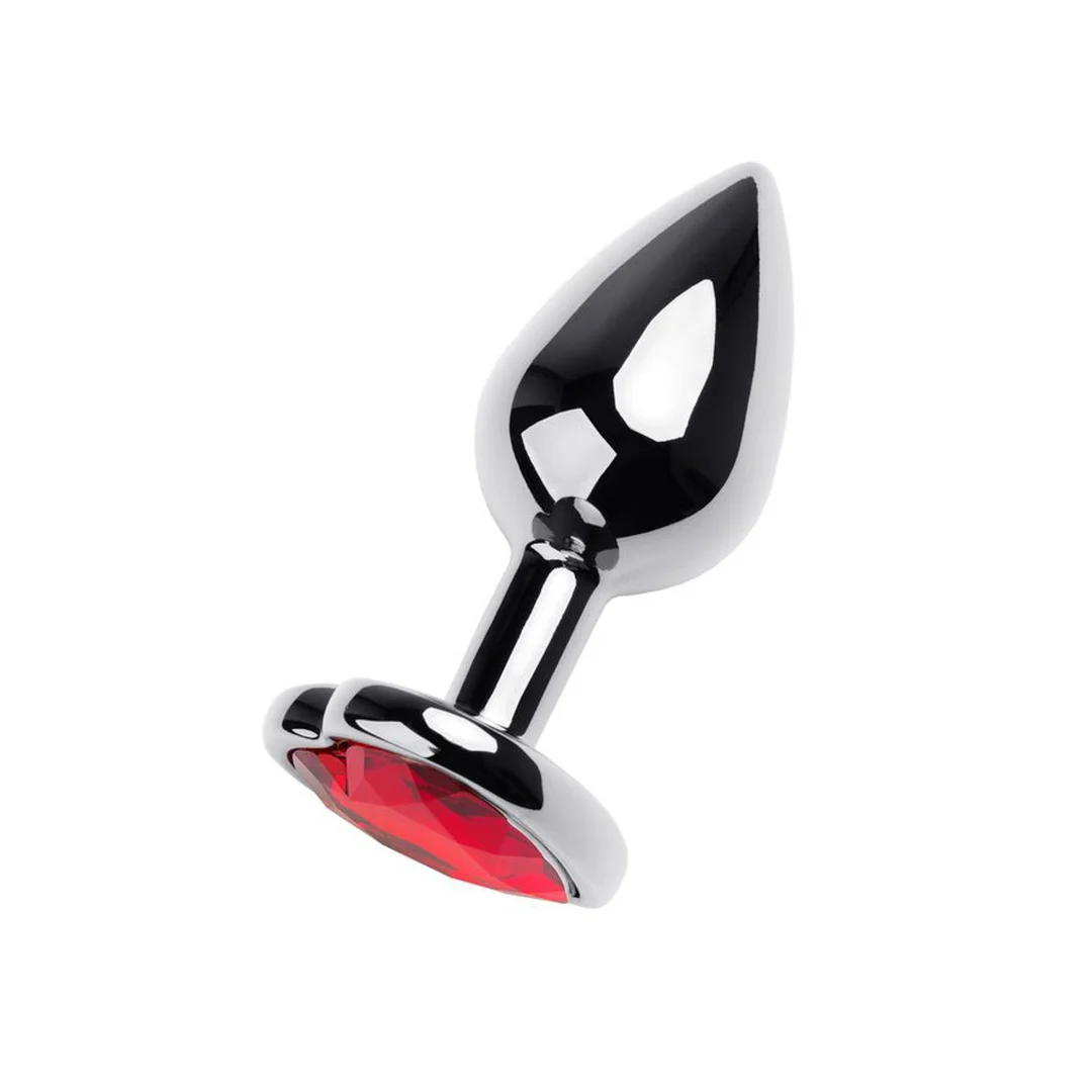 Korek analny srebrny z różowym sercem Metal by TOYFA 7 cm