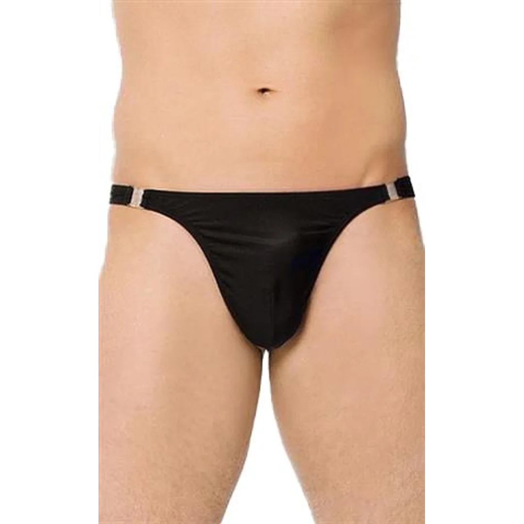 Stringi satynowe z rozpięciami SoftLine 4432 czarne M
