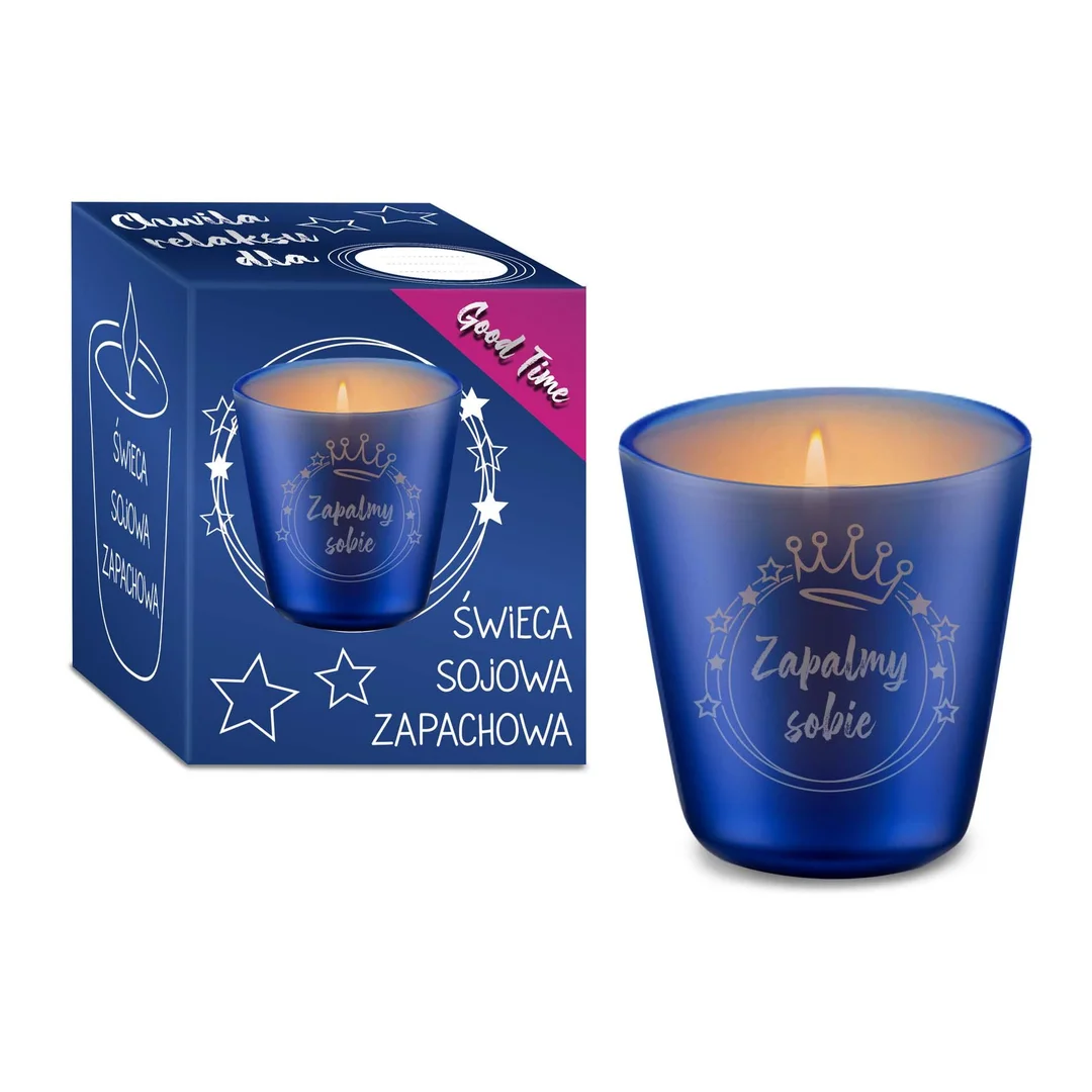 Świeca sojowa do masażu Toskańska winnica House of Mugs niebieska 120ml
