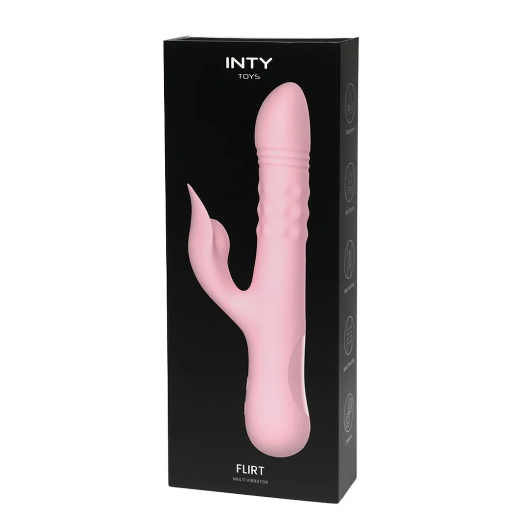 Wibrator króliczek INTY Toys Flirt różowy silikonowy USB 24 cm wodoodporny