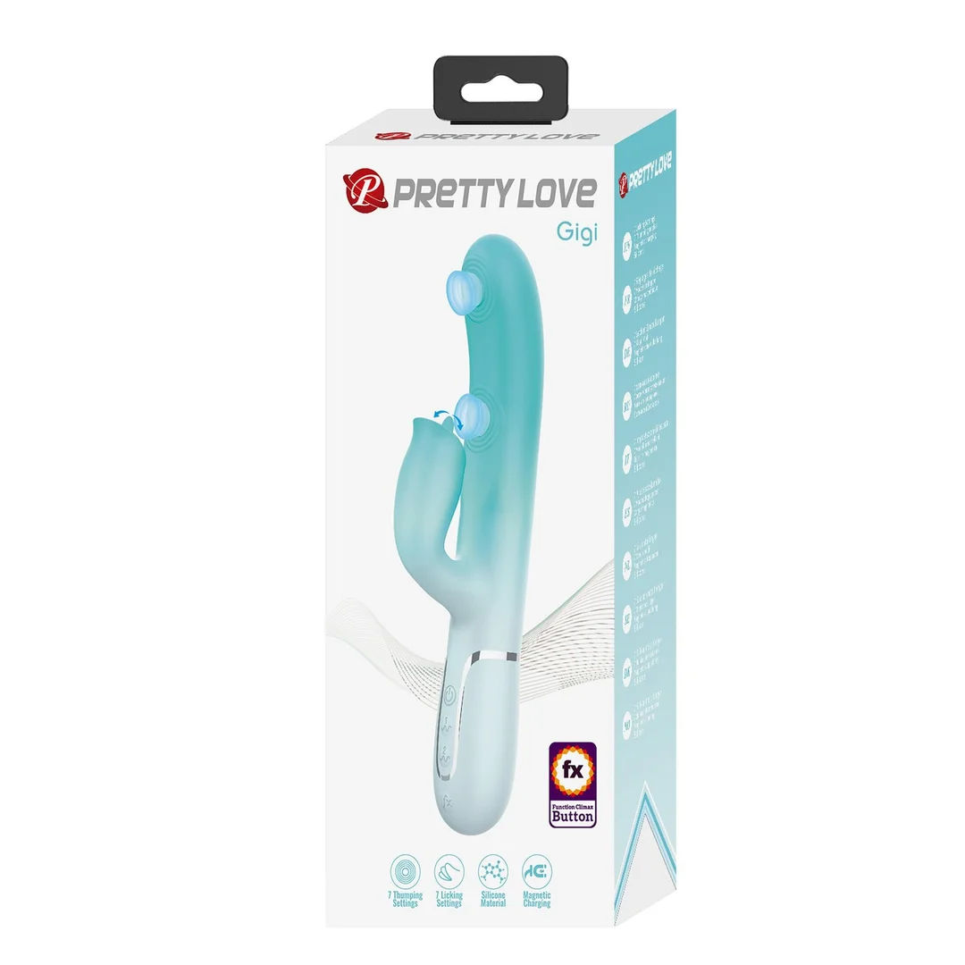 Wibrator króliczek Pretty Love Gigi silikonowy 7 pulsacji 7 lizania USB