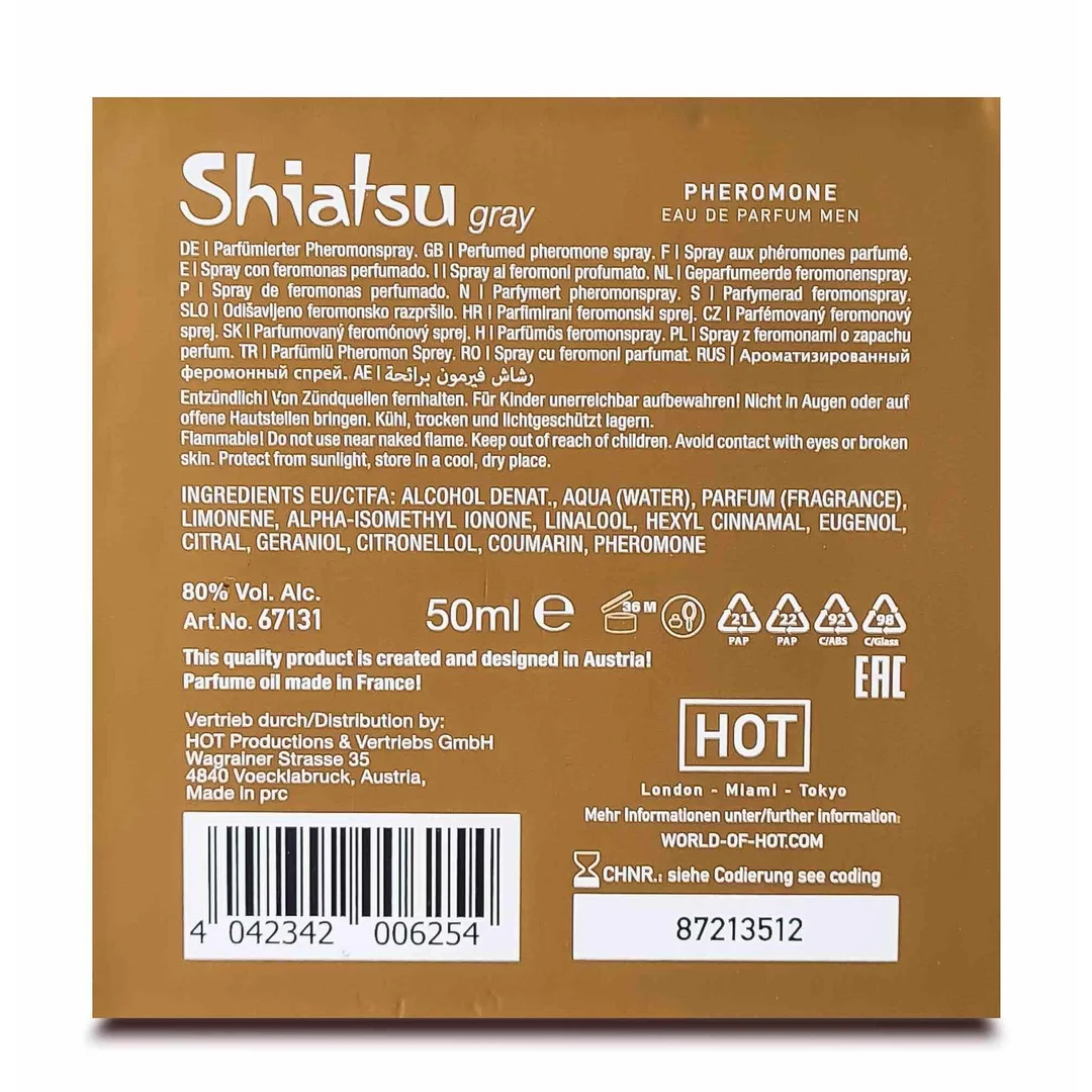 Perfumy feromonowe Shiatsu męskie szare Hot 50 ml
